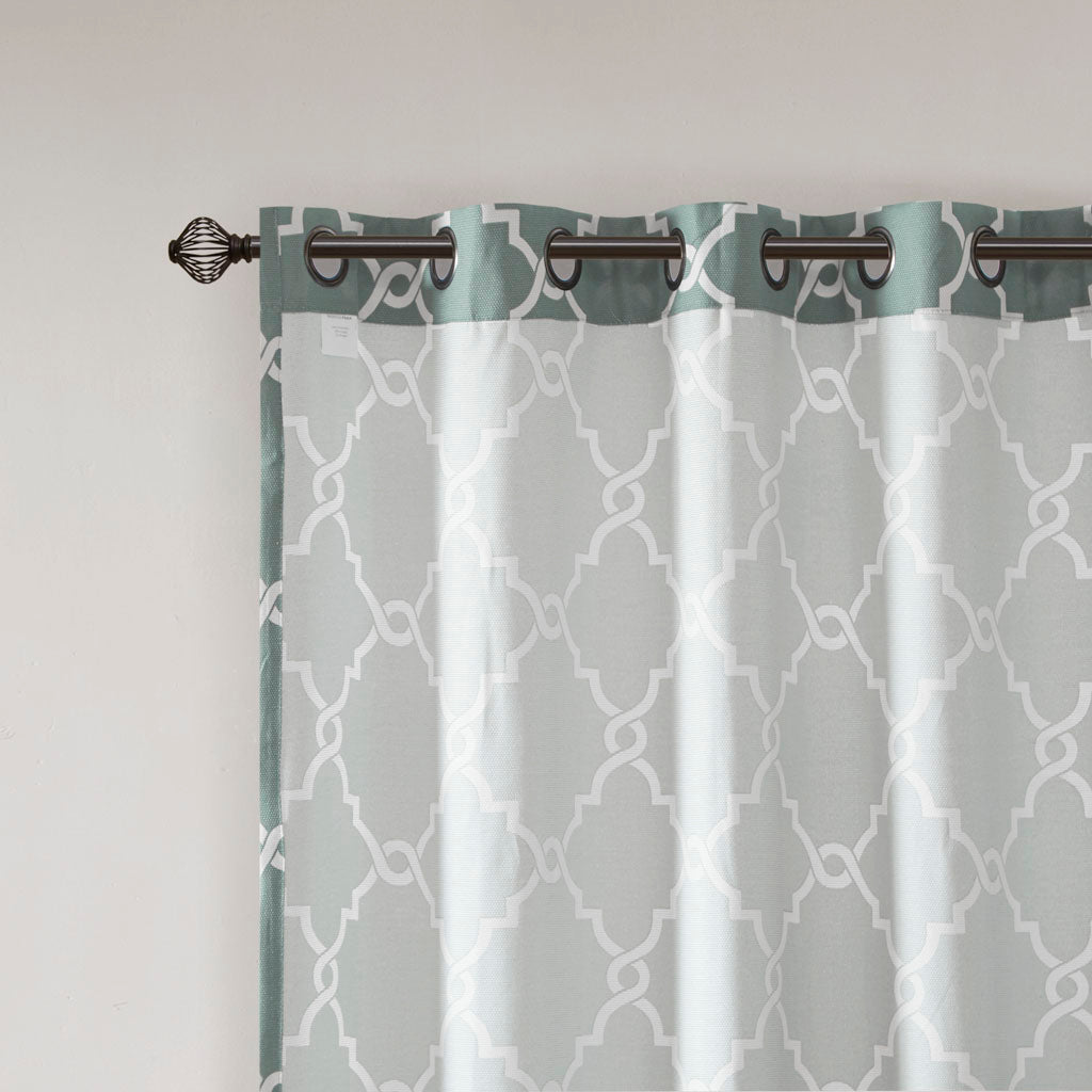 Fretwork Print Grommet Top Window Curtain Panel(Only 1 Pc Panel)