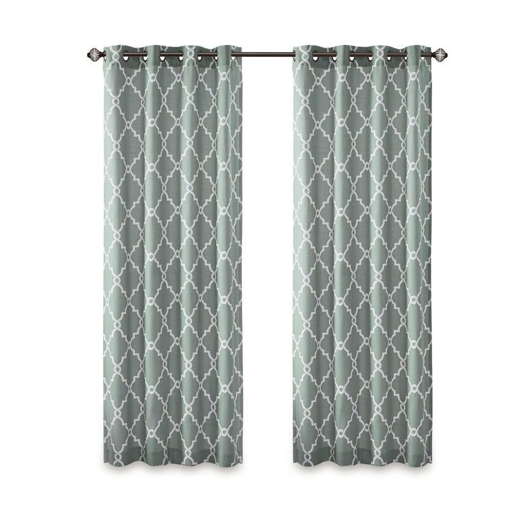 Fretwork Print Grommet Top Window Curtain Panel(Only 1 Pc Panel)