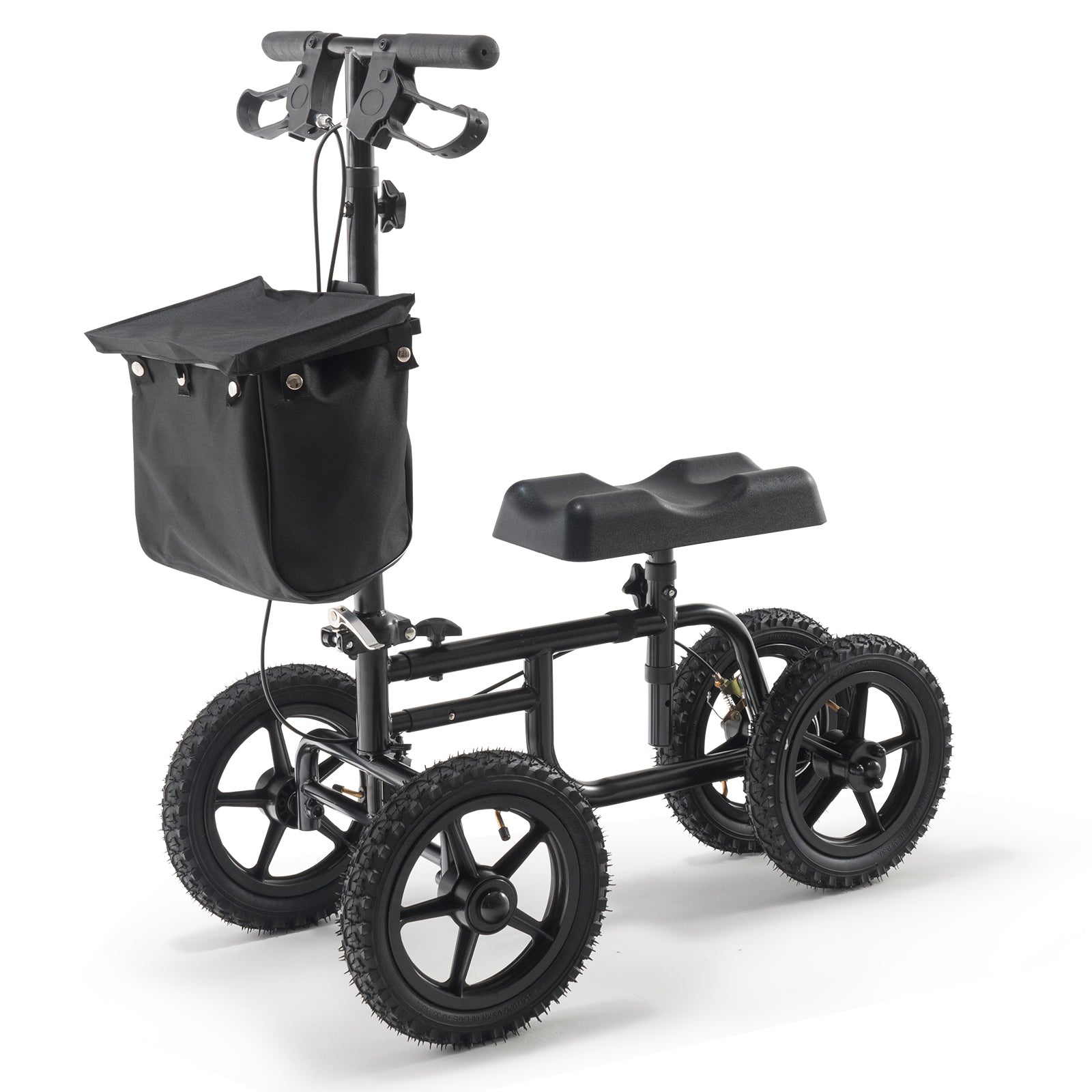 Folding Knee Scooter, Carbon Steel Steerable Knee Walker with Height-Adjustable Handlebar & Knee Pad, 12" All-Terrain Wheel, Dual Brakes, Leg Recovery Scooter for Injured Ankle Foot Knee, 350LBS