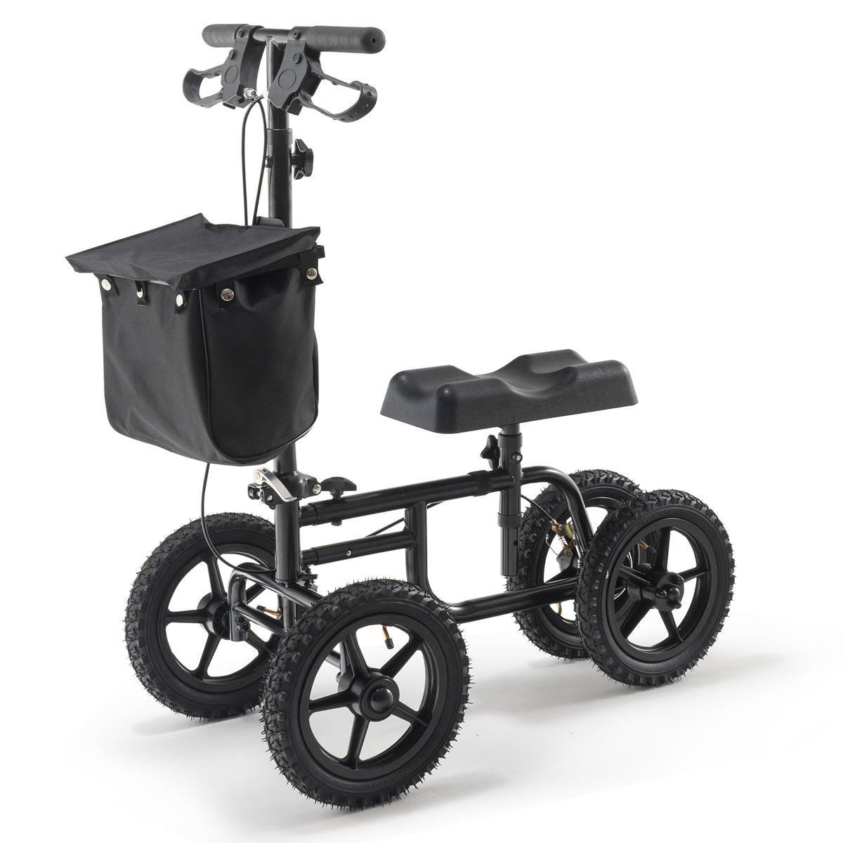 Folding Knee Scooter, Carbon Steel Steerable Knee Walker with Height-Adjustable Handlebar & Knee Pad, 12" All-Terrain Wheel, Dual Brakes, Leg Recovery Scooter for Injured Ankle Foot Knee, 350LBS