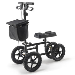 Folding Knee Scooter, Carbon Steel Steerable Knee Walker with Height-Adjustable Handlebar & Knee Pad, 12" All-Terrain Wheel, Dual Brakes, Leg Recovery Scooter for Injured Ankle Foot Knee, 350LBS