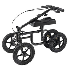 Folding Knee Scooter, Carbon Steel Steerable Knee Walker with Height-Adjustable Handlebar & Knee Pad, 12" All-Terrain Wheel, Dual Brakes, Leg Recovery Scooter for Injured Ankle Foot Knee, 350LBS