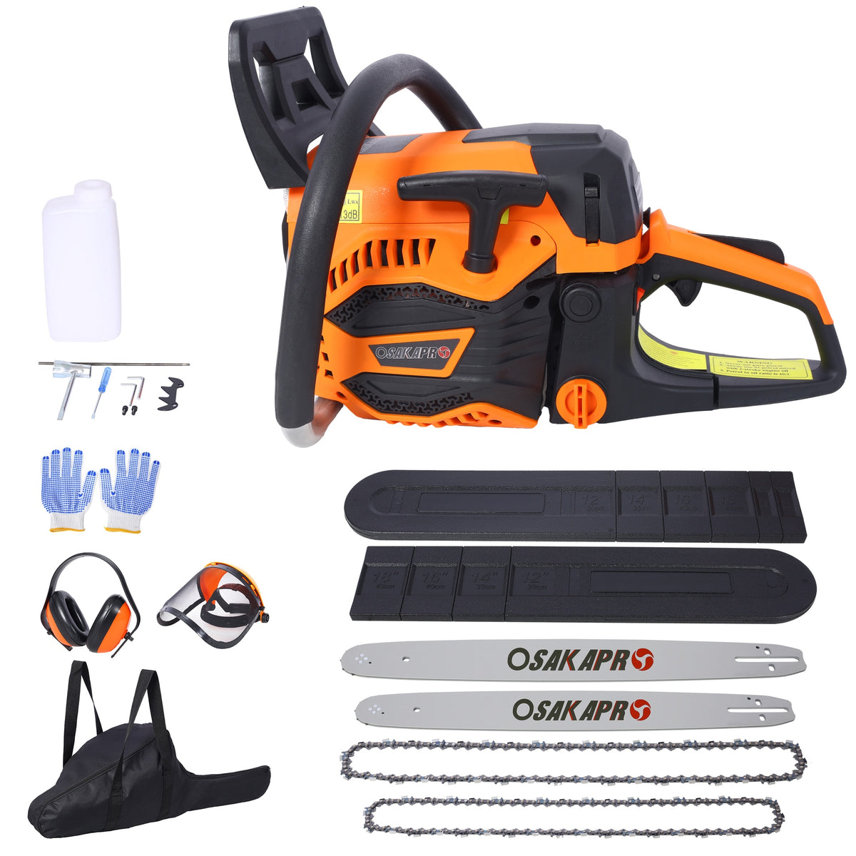 62CC Gas Powered Chainsaw, 2-Cycle Petrol Handheld Cordless Chain Saw, Gasoline Gas Chainsaws for Tree Wood Cutting,with 18" and 20" guide bar and chain,Safety kit, Storage Bag, EPA compliant