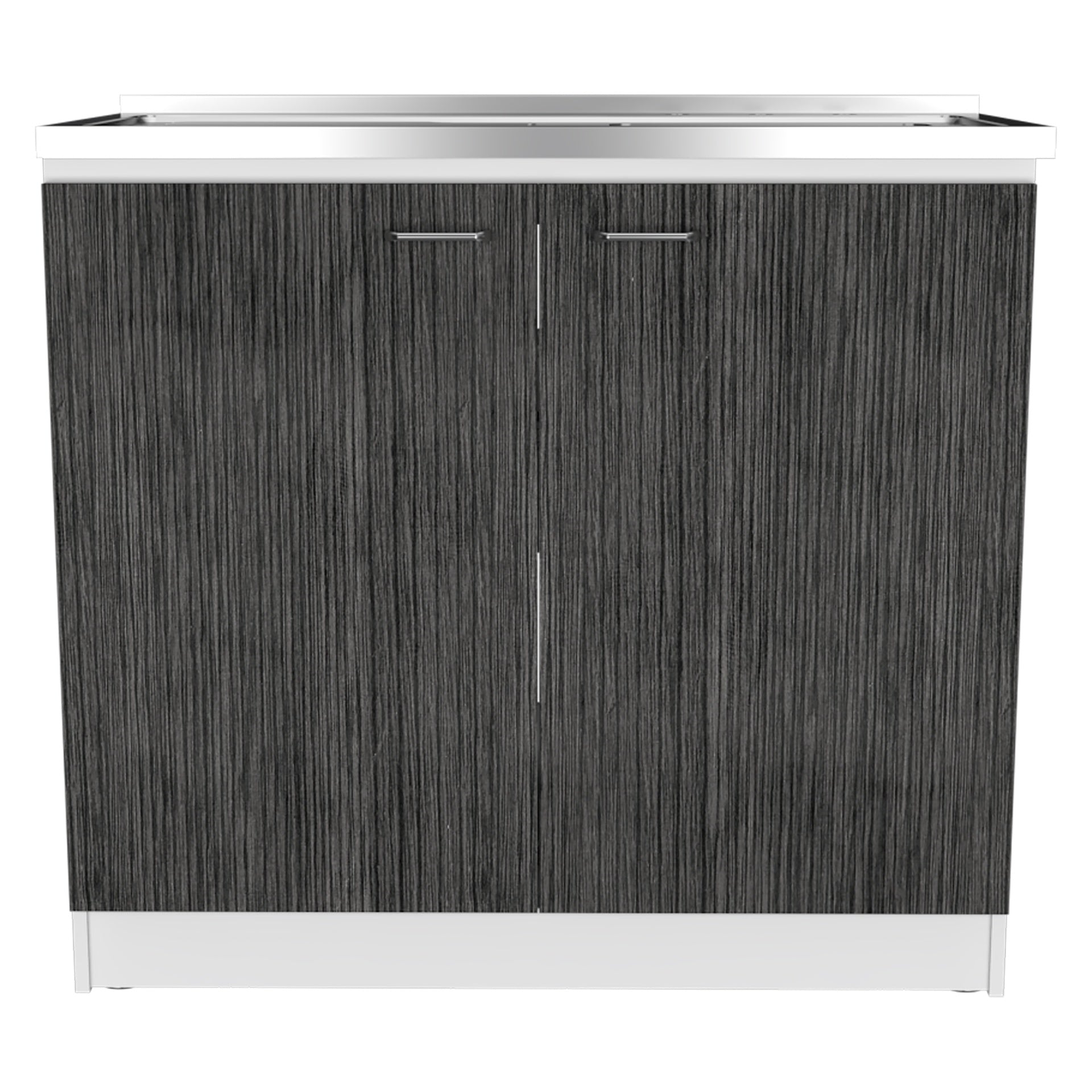 Brookeline Rectangle 2-Door Utility Sink and Cabinet White and Smokey Oak