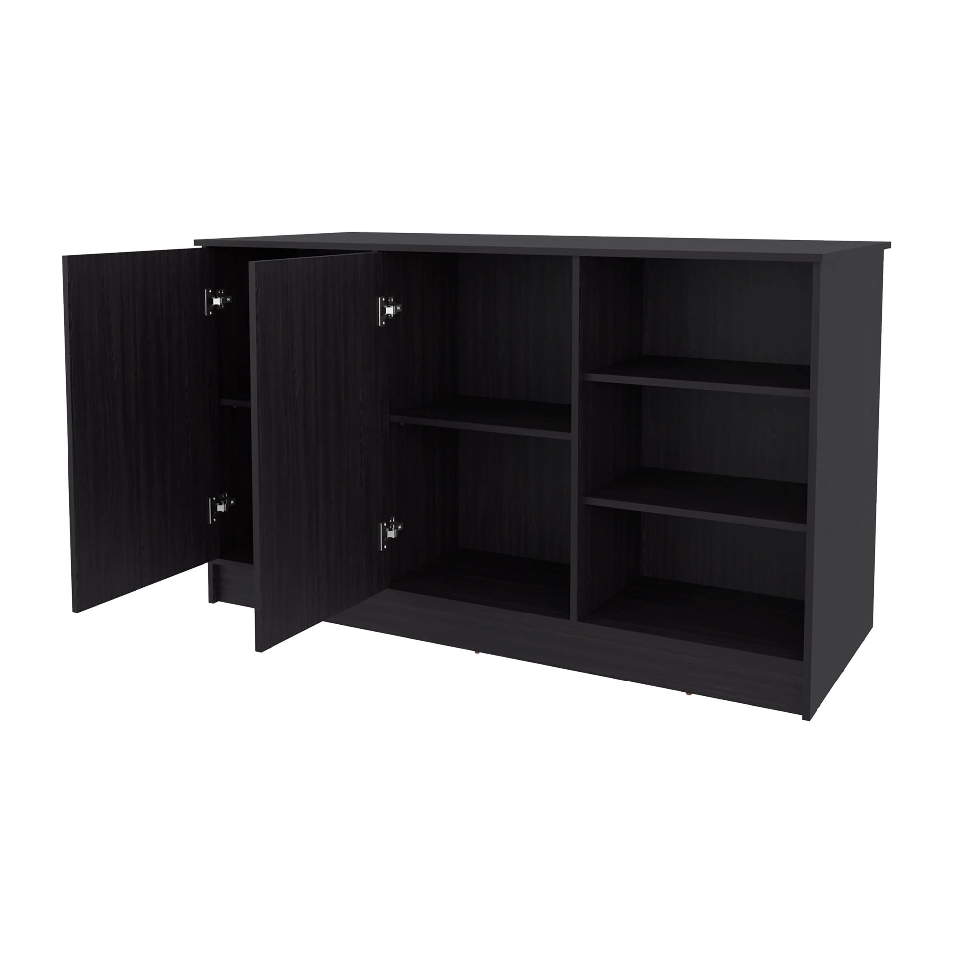 Wengue Kitchen Island with 2-Door and Open Storage
