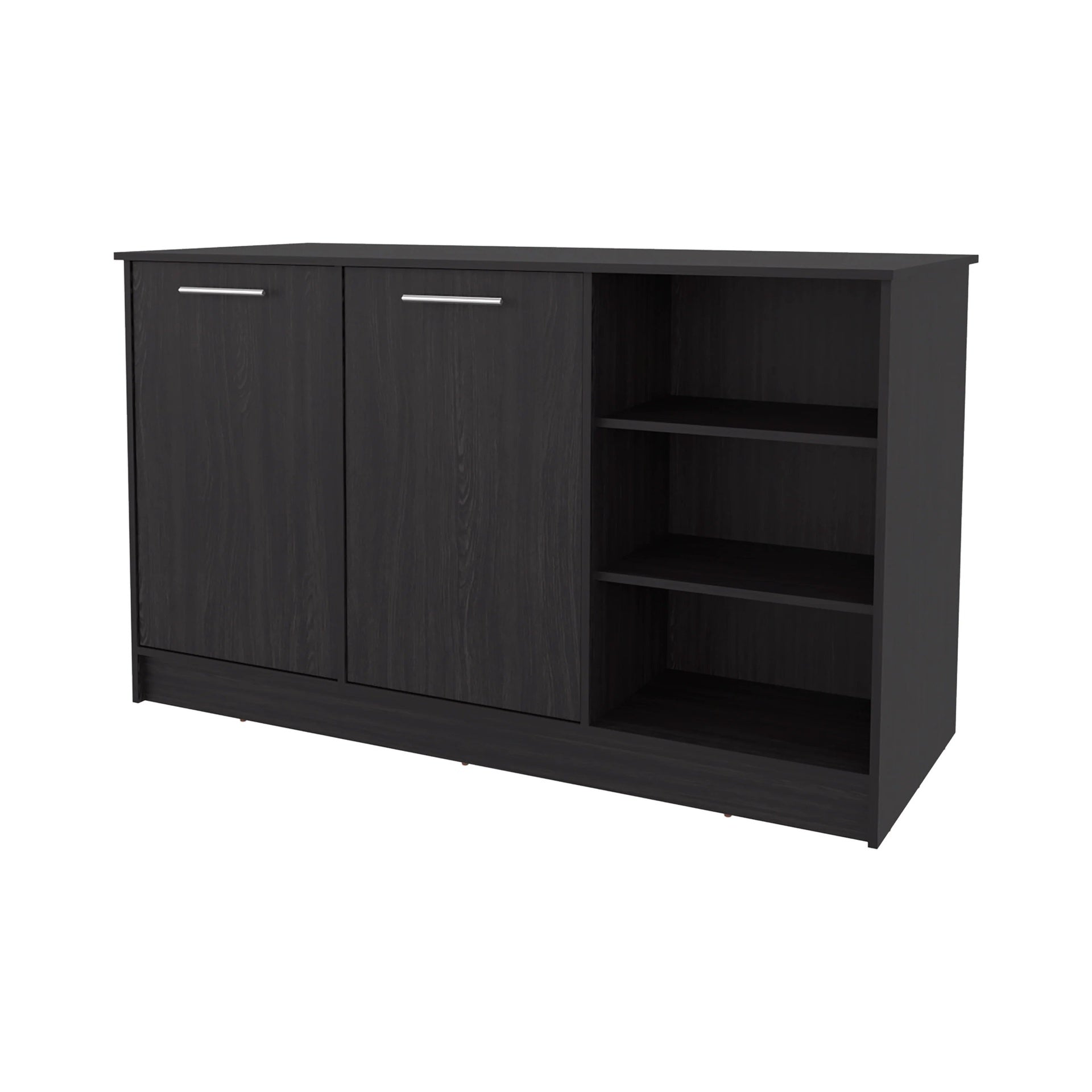 Wengue Kitchen Island with 2-Door and Open Storage