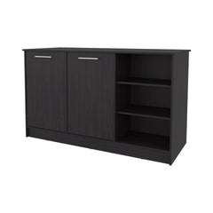Wengue Kitchen Island with 2-Door and Open Storage