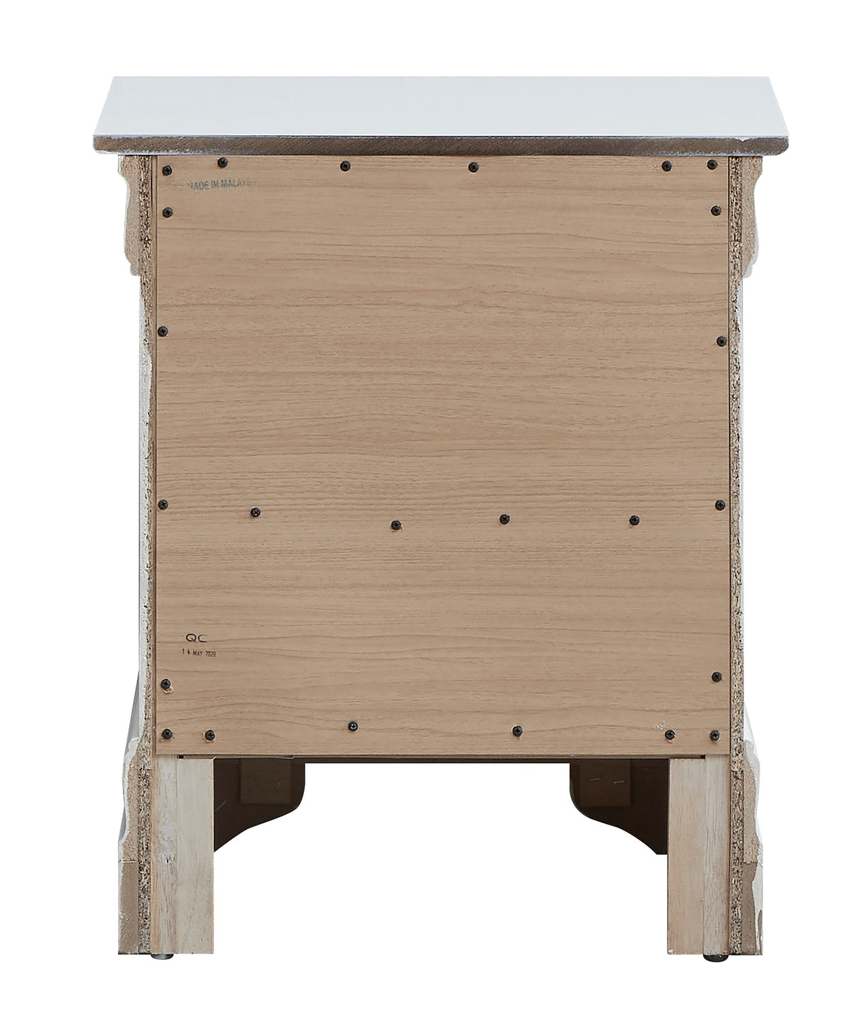Elegant Transitional Nightstand In Silver Champagne