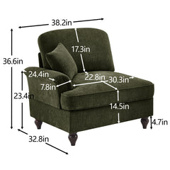 Sofa LSF Chenille W/1 Pillow -Green