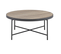 Bage Weathered Gray Oak & Metal Finish Coffee Table