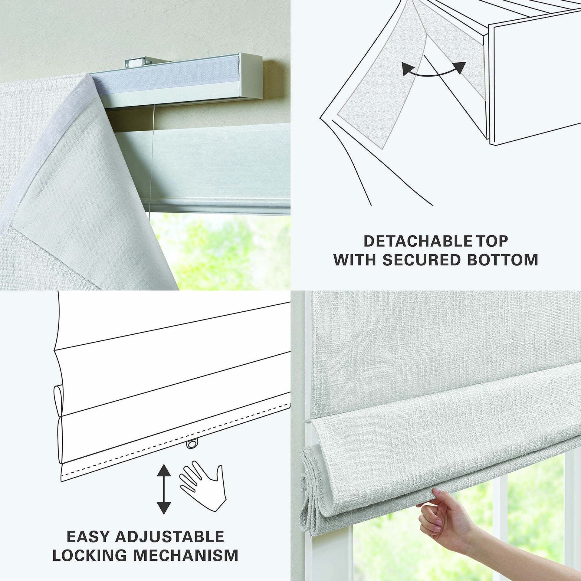 1 PCS 35x64" Total Blackout Cordless Roman Shade White
