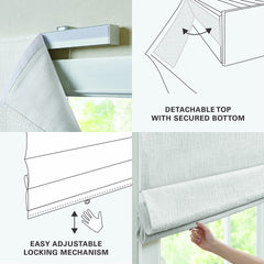 1 PCS 35x64" Total Blackout Cordless Roman Shade White