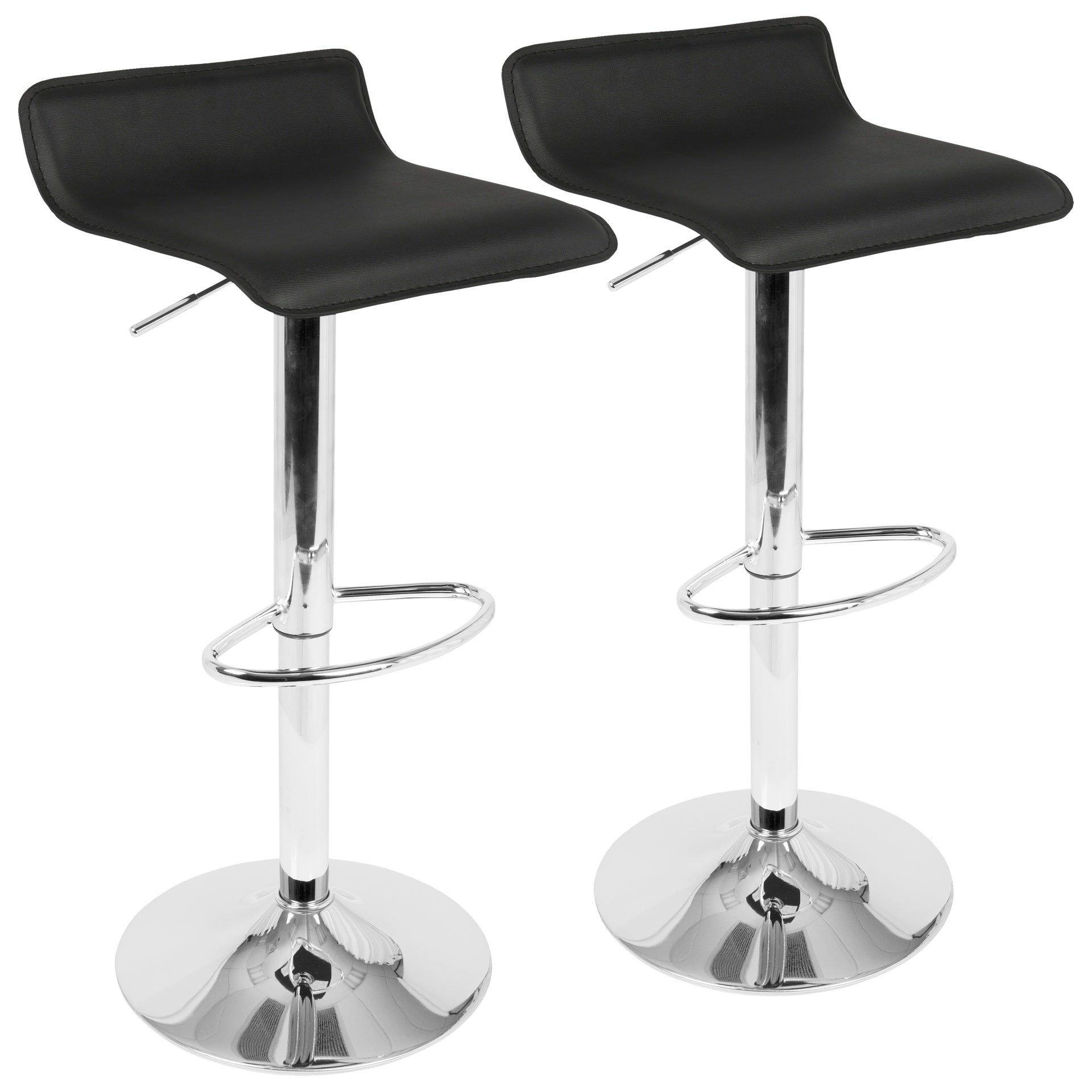 Ale Contemporary Adjustable Barstool in Black PU Leather by LumiSource - Set of 2