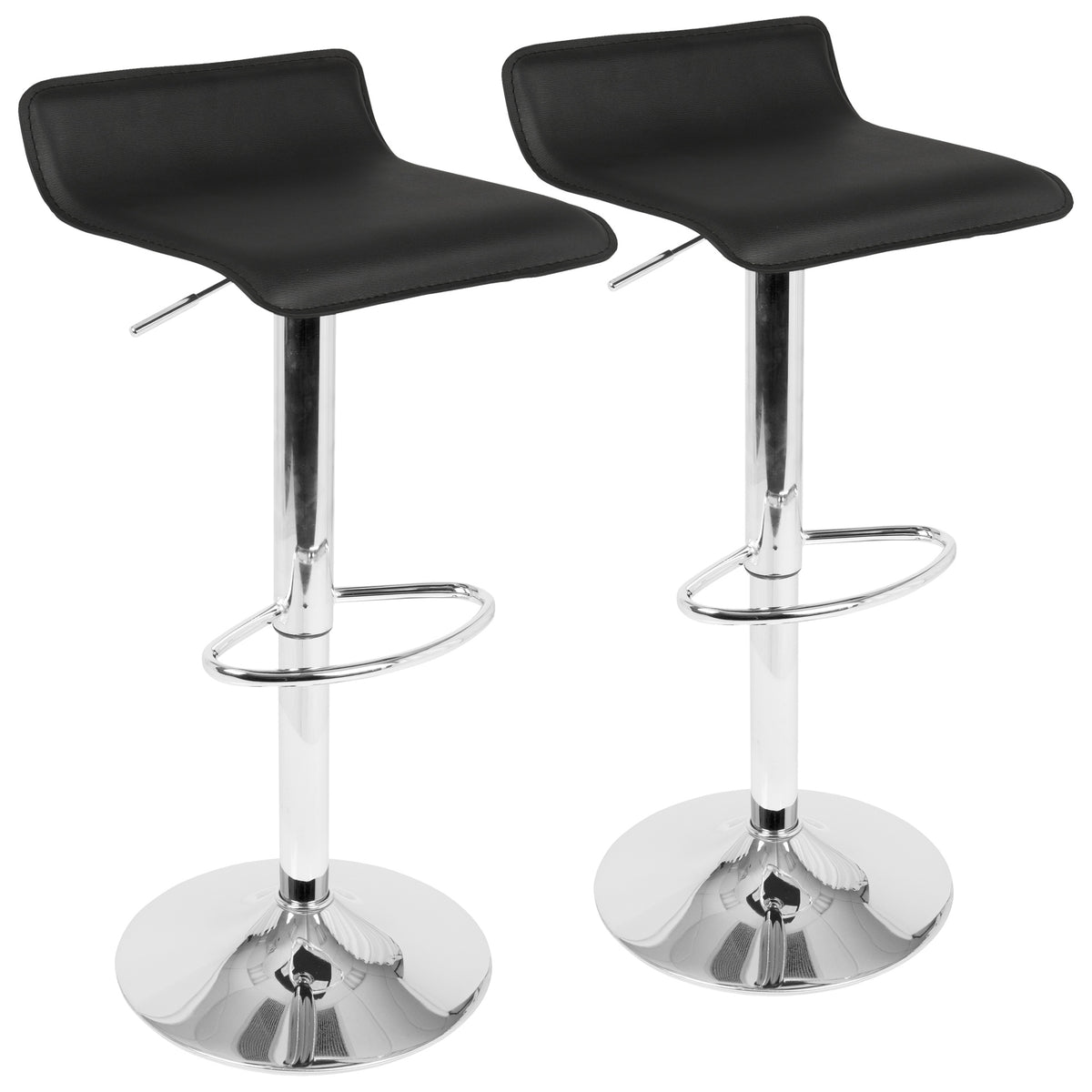 Ale Contemporary Adjustable Barstool in Black PU Leather by LumiSource - Set of 2