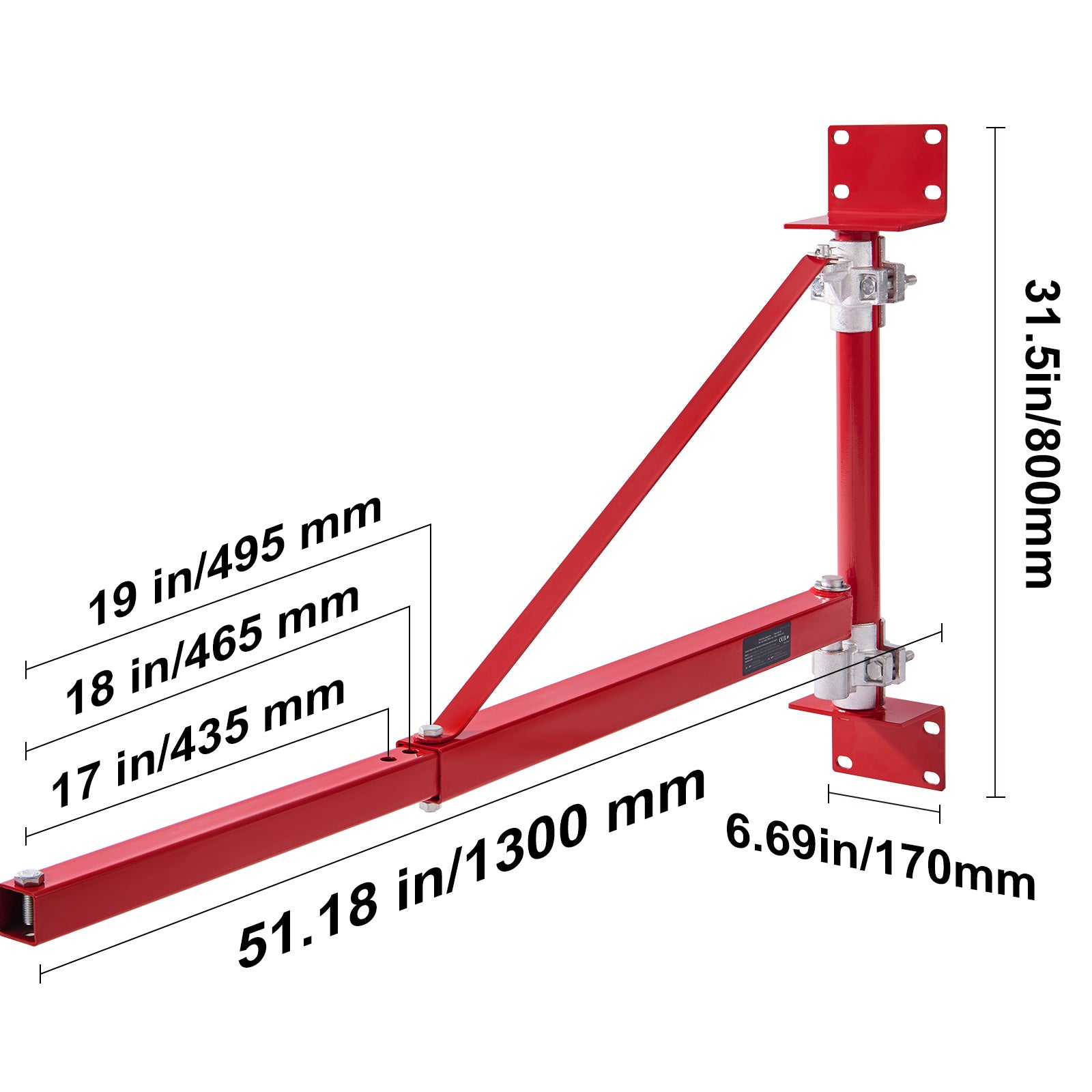 Electric Hoist Support Arm, 1320 lbs Max Load Capacity, Electric Hoist Holder Swing Arm with Pole, Steel Hoist Frame, 180° Swivel Scaffold Hoist Lifting Arm, Winch Hoist Arm for Workshop, Garage