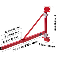 Electric Hoist Support Arm, 1320 lbs Max Load Capacity, Electric Hoist Holder Swing Arm with Pole, Steel Hoist Frame, 180° Swivel Scaffold Hoist Lifting Arm, Winch Hoist Arm for Workshop, Garage