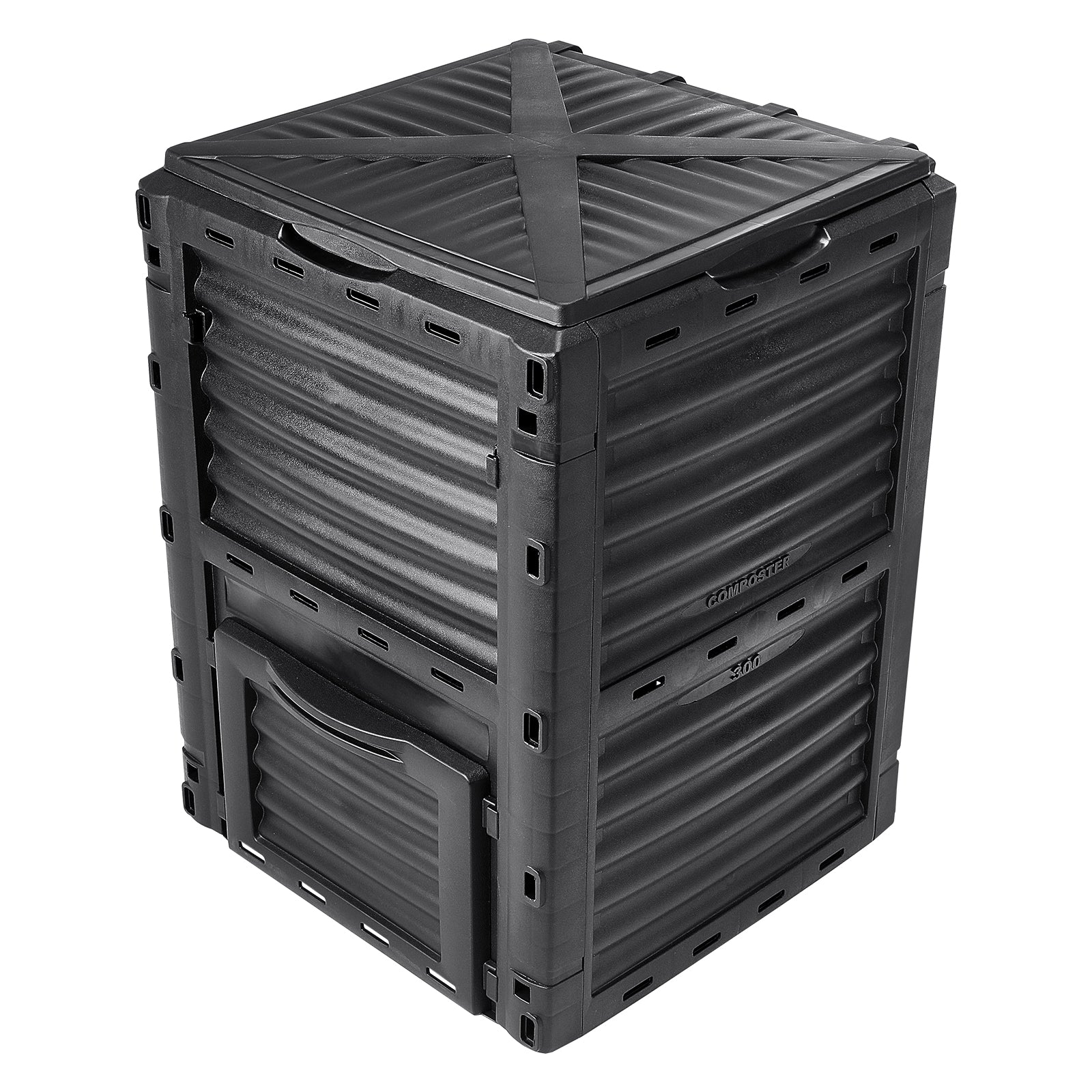 Garden Compost Bin 80 Gal, BPA Free Composter, Large Capacity Outdoor Composting Bin with Top Lid and Bottom Door, Easy Assembling, Lightweight, Fast Creation of Fertile Soil