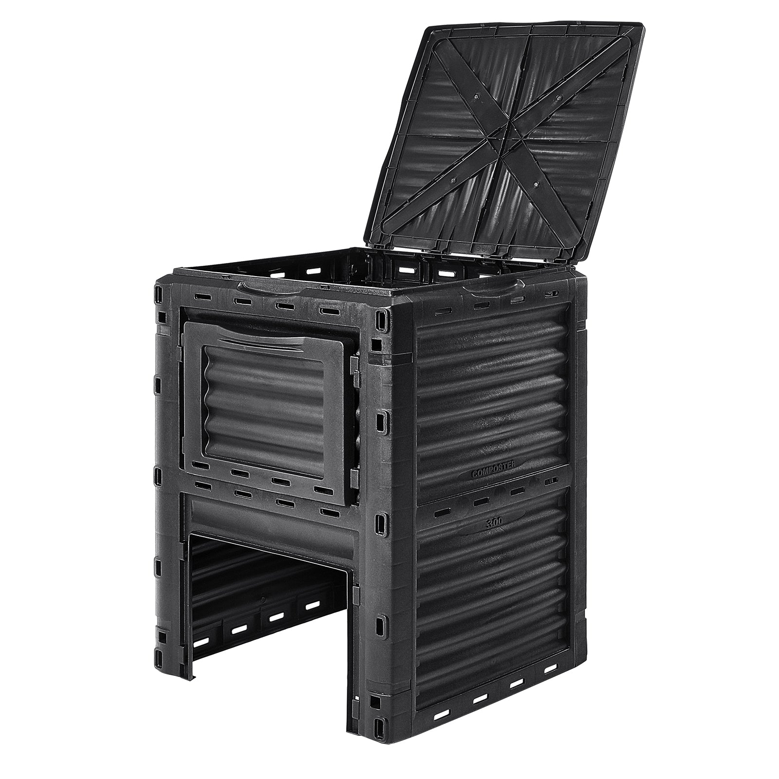 Garden Compost Bin 80 Gal, BPA Free Composter, Large Capacity Outdoor Composting Bin with Top Lid and Bottom Door, Easy Assembling, Lightweight, Fast Creation of Fertile Soil