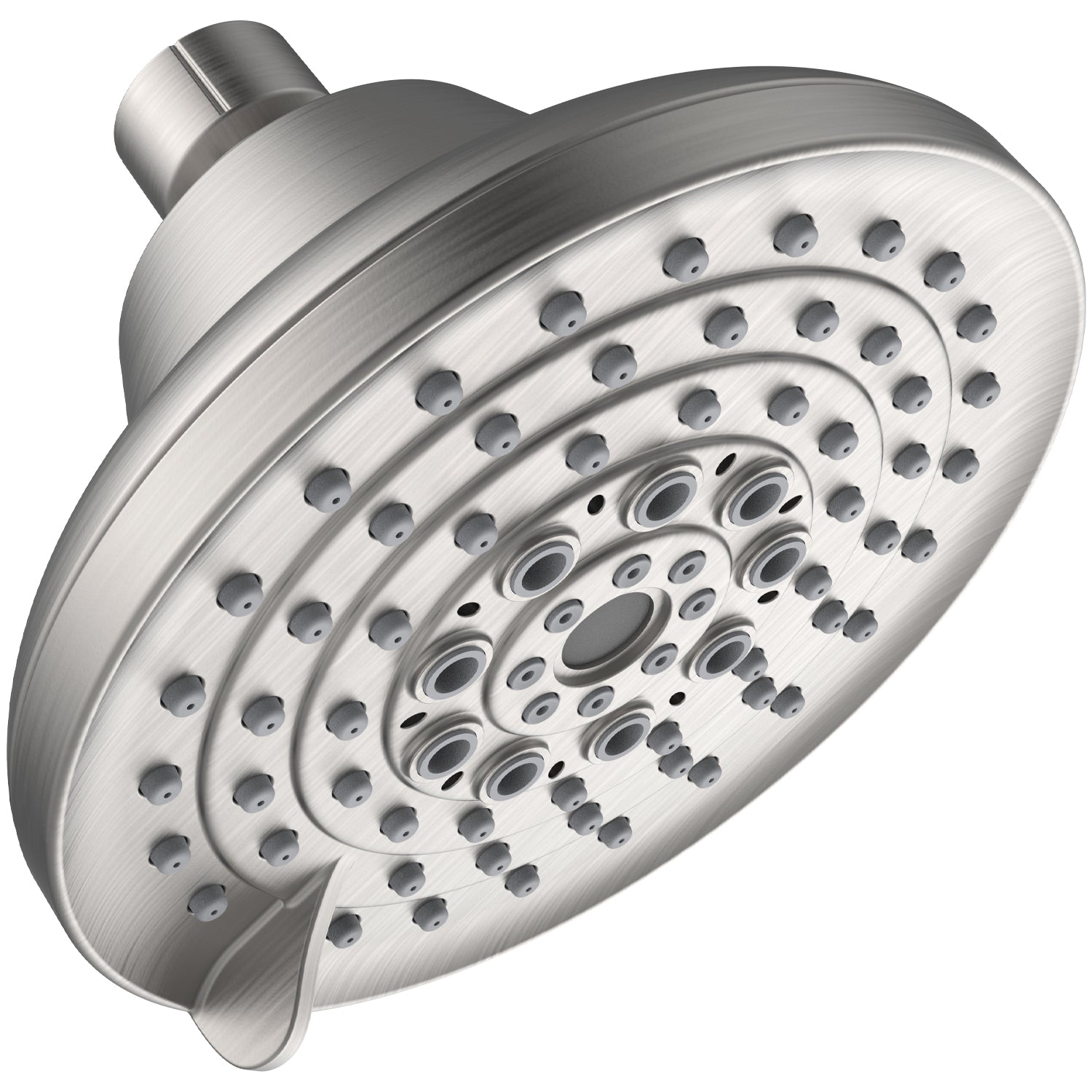 6 Spray Settings High Pressure Shower Head 5" Rain Fixed Showerhead - Brushed Nickel Adjustable Shower Head with Anti-Clogging Nozzles, Low Flow Easily Installation