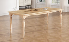 TOPMAX Vintage Traditional 82.7inch Extendable Dining Table with 23.6inch Removable Leaf, Natural