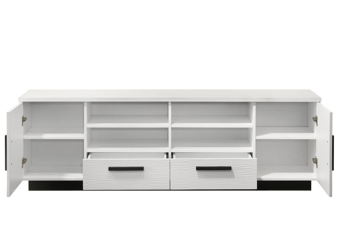 Reine 70.5"W White Finish TV Stand with Drawers