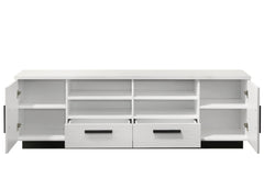 Reine 70.5"W White Finish TV Stand with Drawers