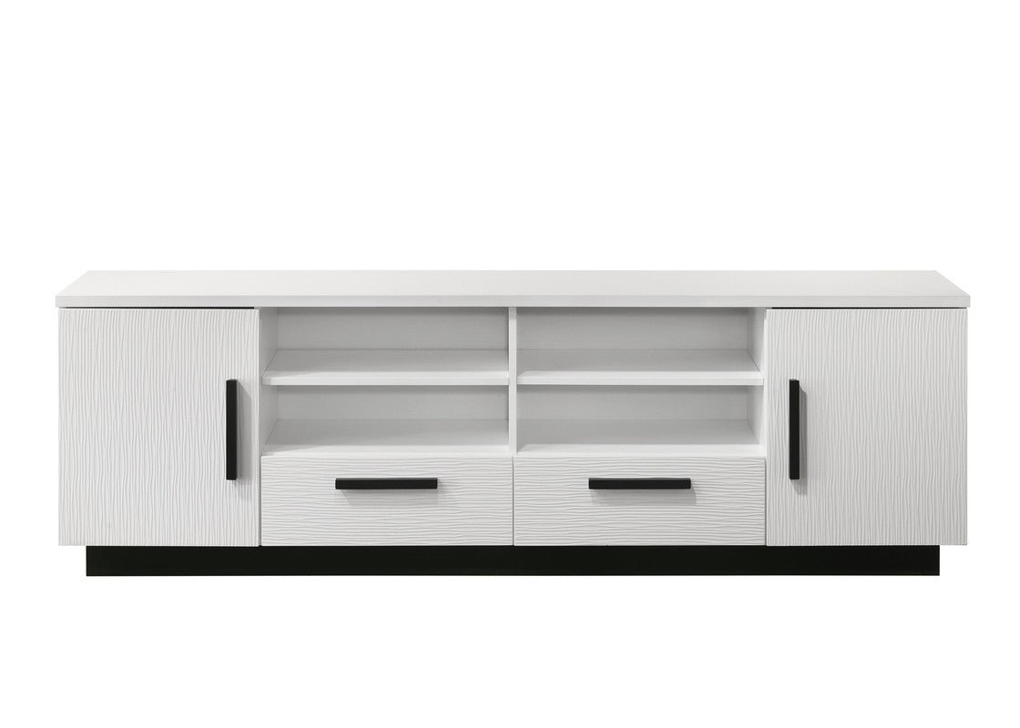 Reine 70.5"W White Finish TV Stand with Drawers