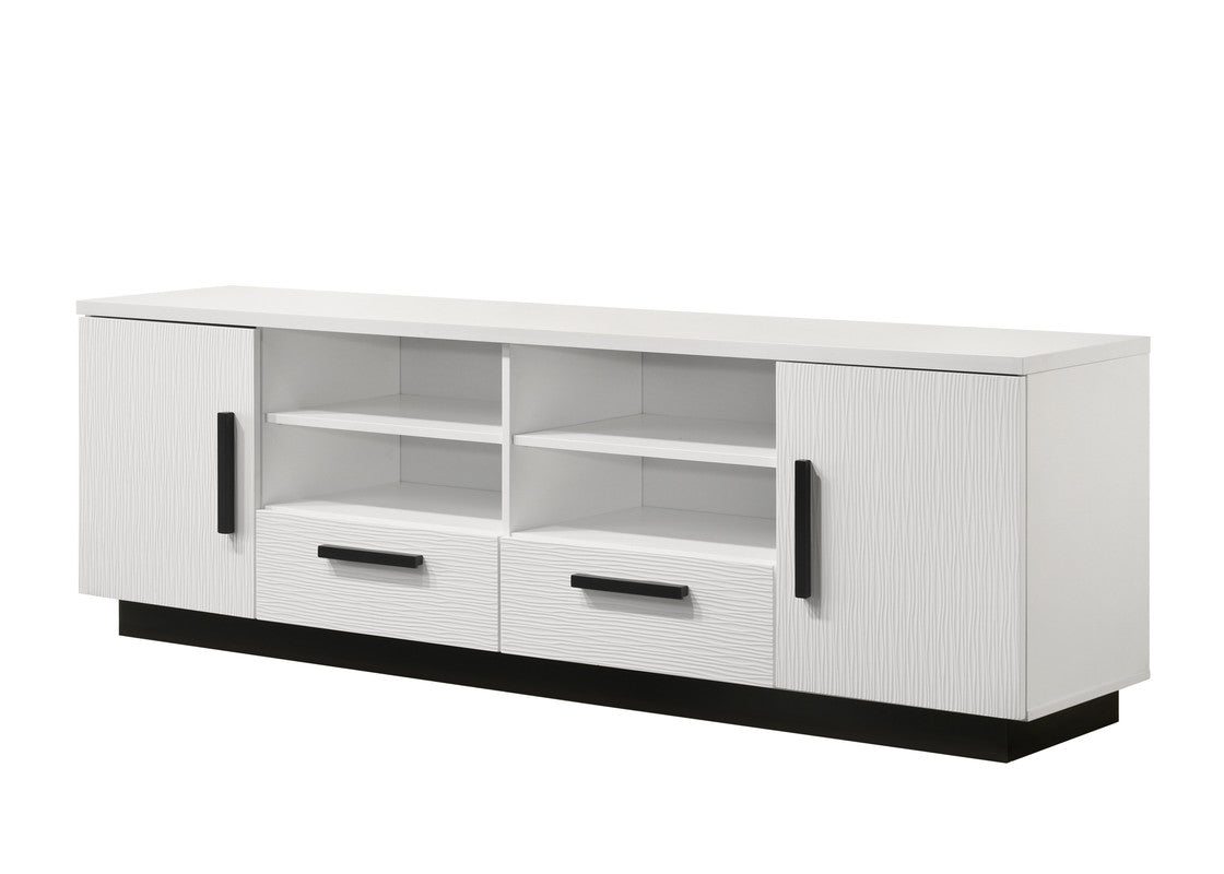 Reine 70.5"W White Finish TV Stand with Drawers