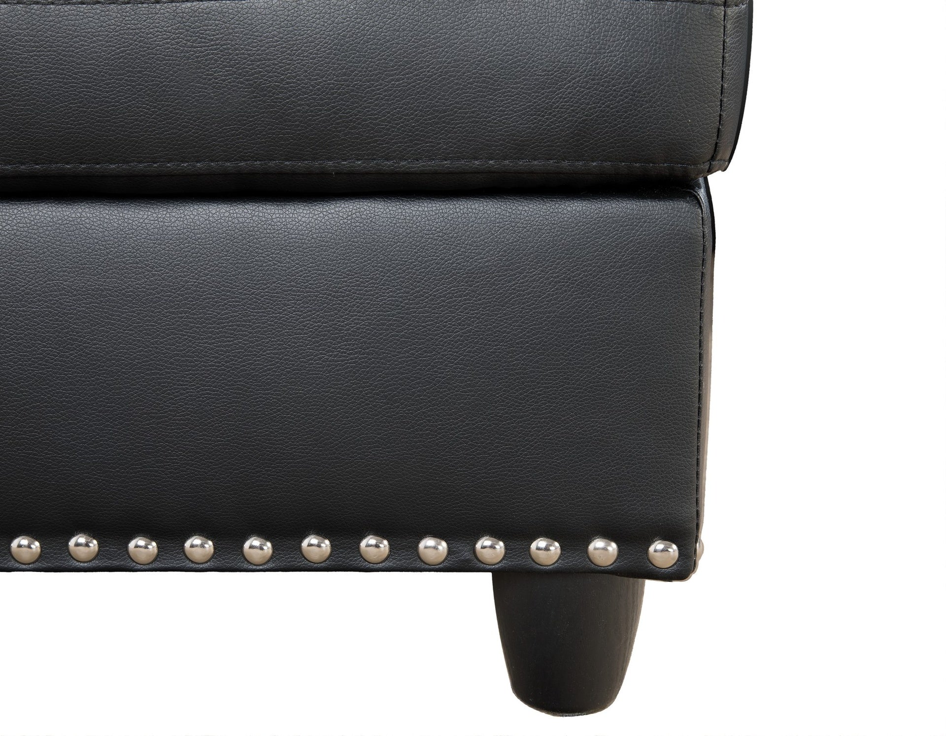 Black Faux Leather L - Shaped Sectional with Storage & Cup Holders