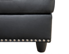 Black Faux Leather L - Shaped Sectional with Storage & Cup Holders