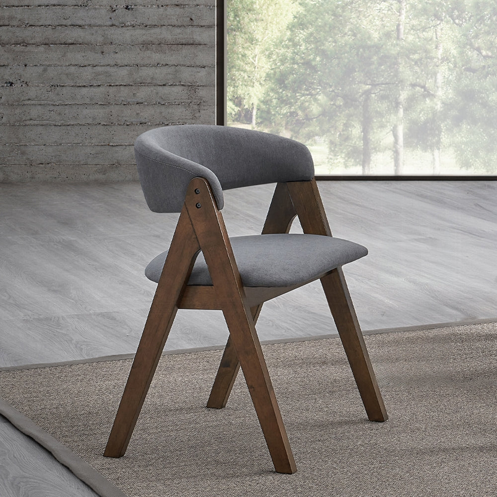 Walnut Finish Side Chairs Set of 2, Upholstered Seat and Back Wooden Modern Dining Furniture
