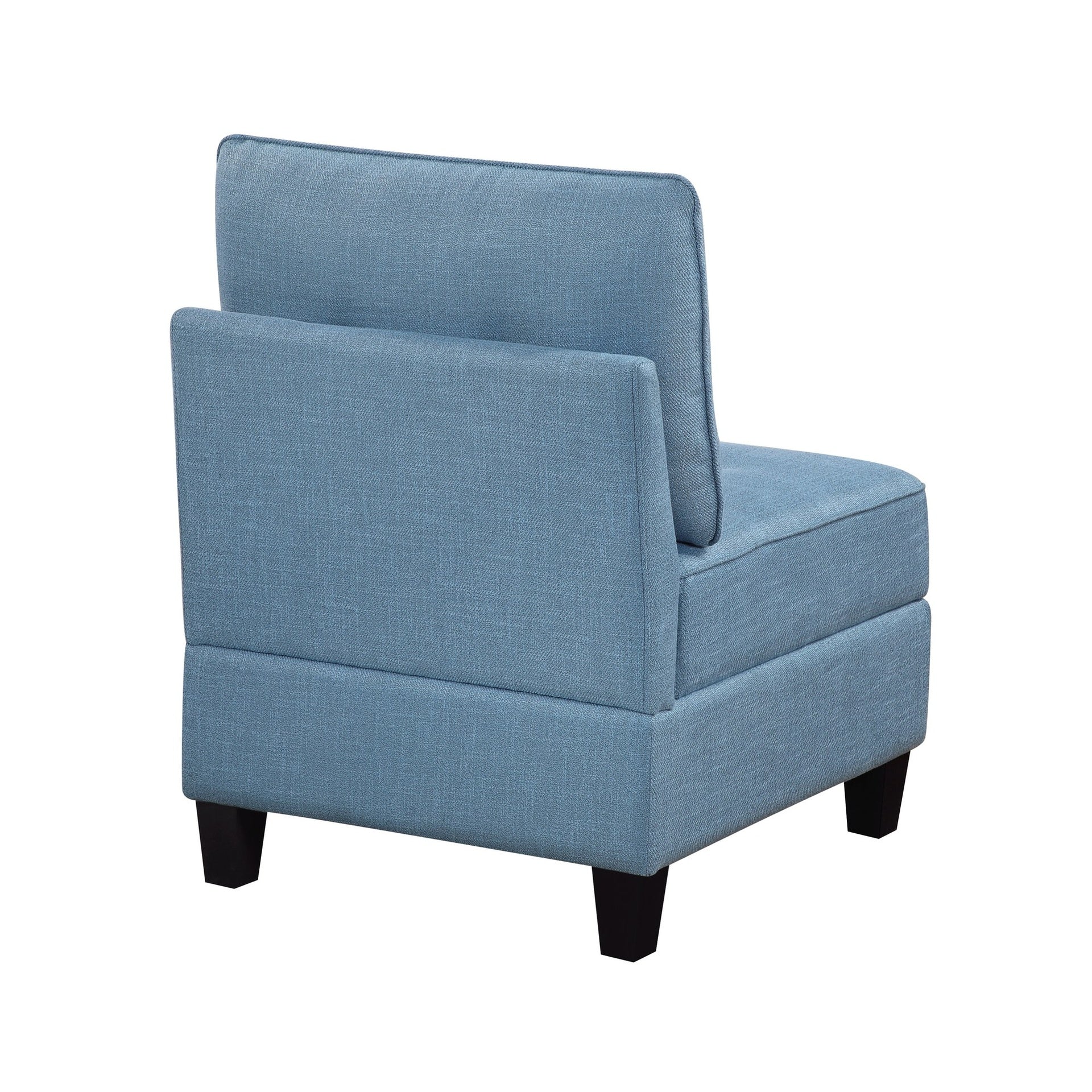Living Room Furniture Armless Chair Blue Tufted Solid Wood Modern Comfort 1pc Modular Piece Armless Chair Hidden Storage