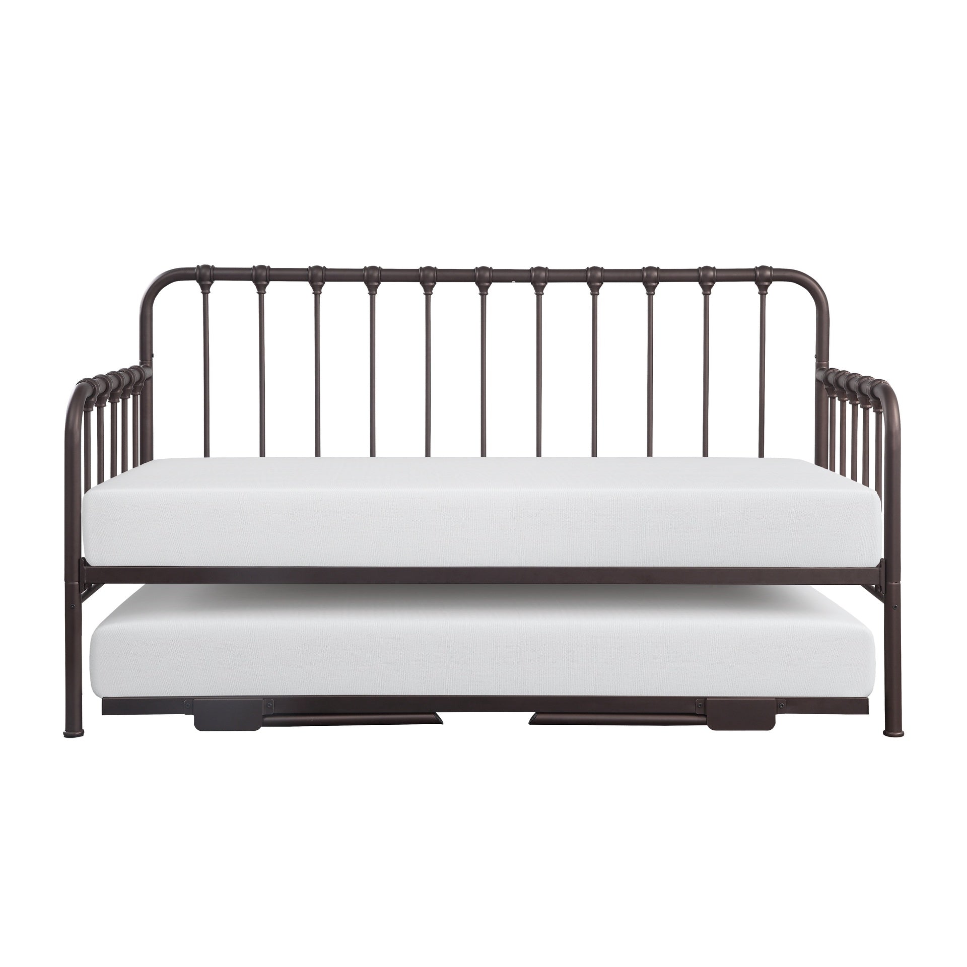 Daybed with Lift-up Trundle 1pc Dark Bronze Finish Metal Frame Classic Design Home Furniture