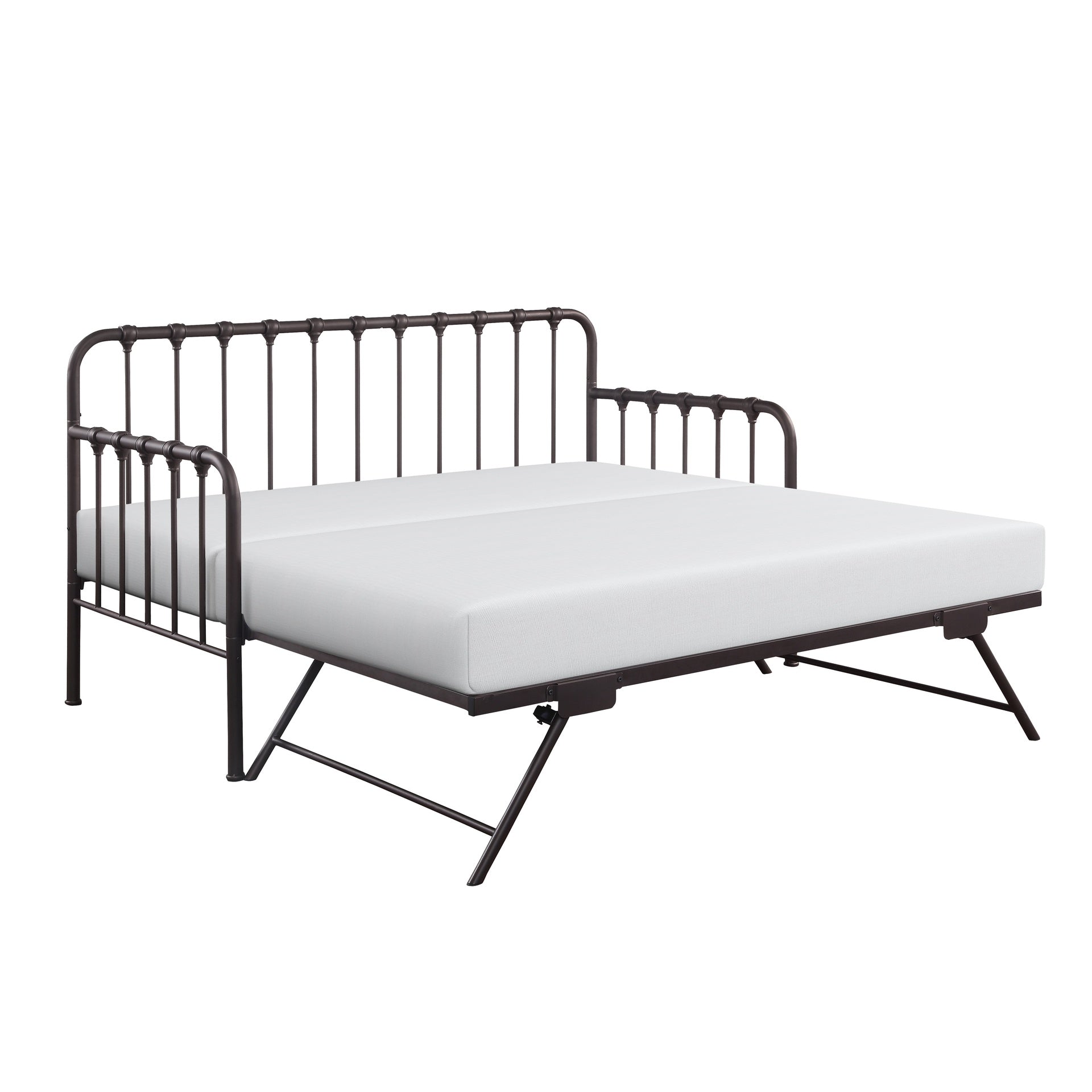 Daybed with Lift-up Trundle 1pc Dark Bronze Finish Metal Frame Classic Design Home Furniture