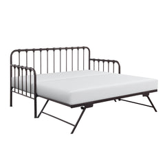 Daybed with Lift-up Trundle 1pc Dark Bronze Finish Metal Frame Classic Design Home Furniture