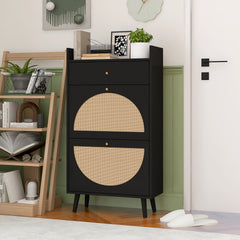Rattan, Allen 2 door 1 drawer cabinet, shoe rack, double layer, suitable for entrance