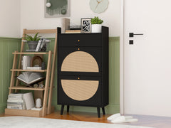 Rattan, Allen 2 door 1 drawer cabinet, shoe rack, double layer, suitable for entrance