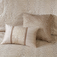 8 Piece Embroidered Comforter Set Natural Queen