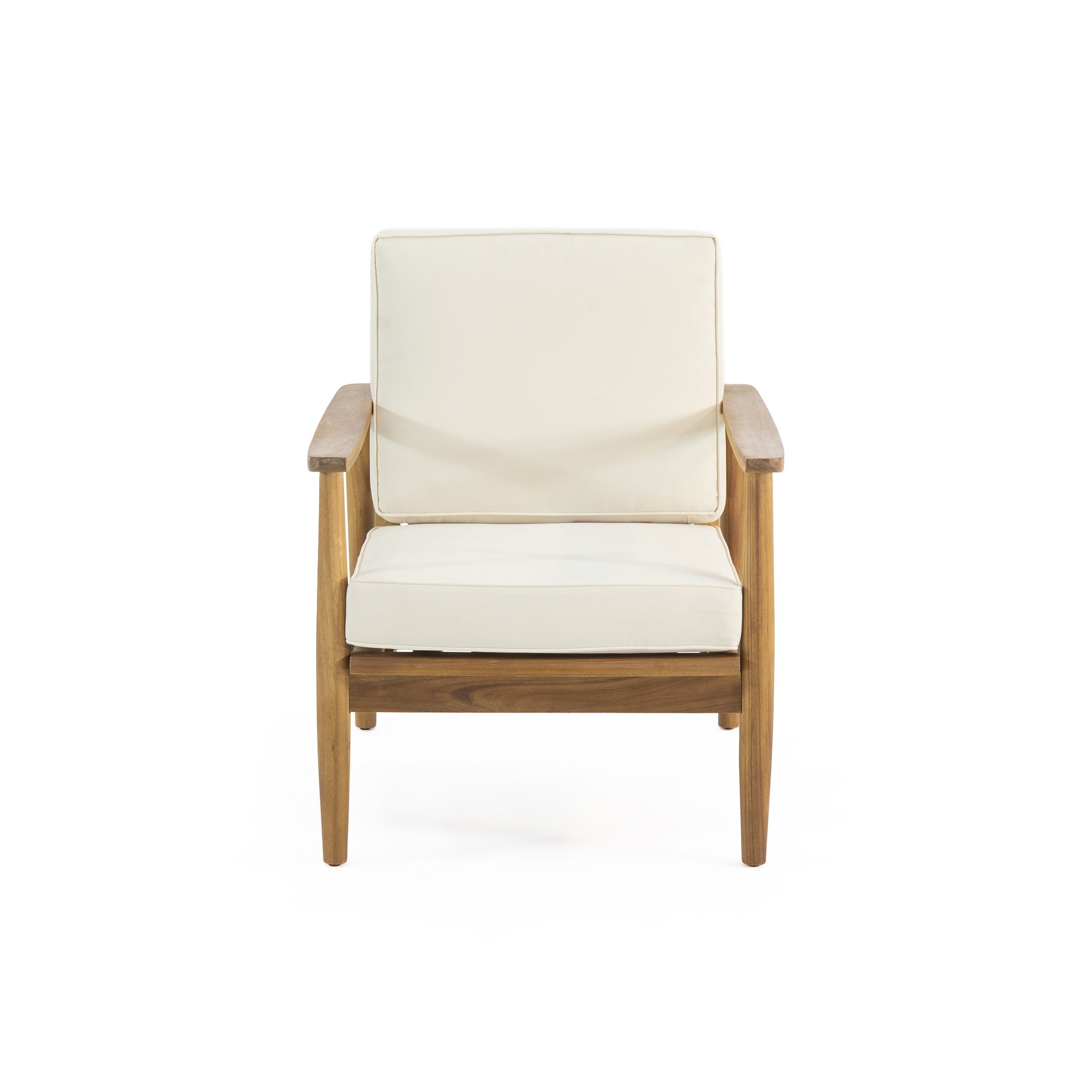 Club Chairs Laurent 500lbs Capacity Acacia Outdoor, Teak Finish Patio Furniture Sets with Thick Cushion, Appropriate for Garden Porch