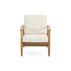 Club Chairs Laurent 500lbs Capacity Acacia Outdoor, Teak Finish Patio Furniture Sets with Thick Cushion, Appropriate for Garden Porch