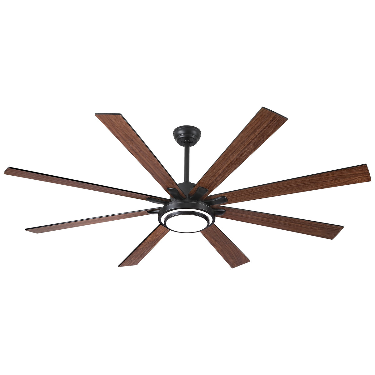 72" Integrated LED Matte Black Large Smart Ceiling Fan with Remote Control