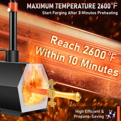 Propane Forge Portable, Double Burner Tool and Knife Making, Large Capacity Blacksmith Farrier Forges, Mini Furnace Blacksmithing, Gas Forging Tools and Equipment, Complete Kit