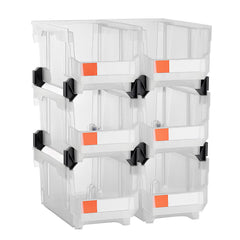 Plastic Stackable Storage Bins, 14.8 x 8.5 x 7.1 inch (6 Pack), Plastic Containers for Organizing & Storage Bins for Closet, Garage, Small Parts, Office Supplies, Other Accessories, Transparent