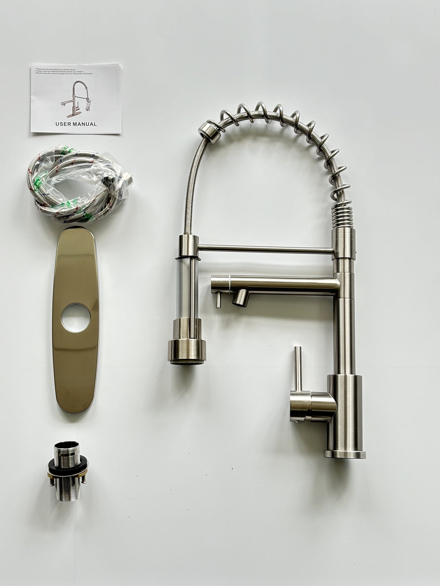 Kitchen Faucet with Pull Down Sprayer, Touch On Single Handle 2- Function Stainless Steel Spring Neck, Single Hole Installation for Residential, Commercial, RV, Bar & More, Brushed Nickel