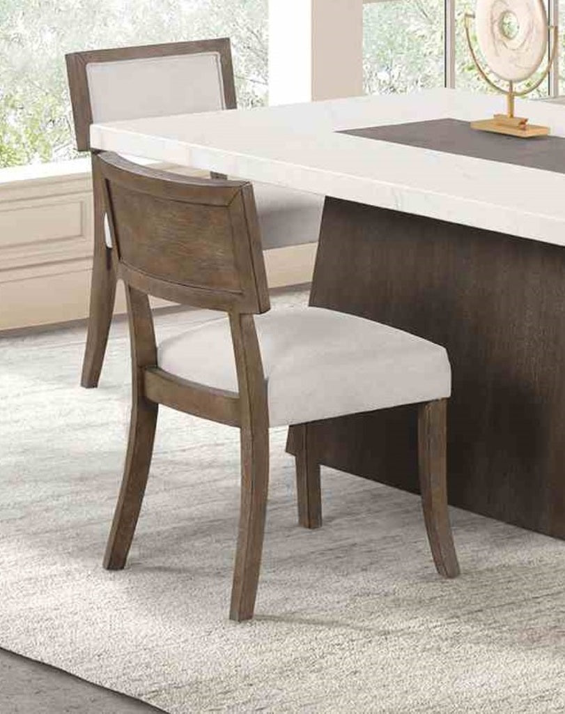 Contemporary Style 2pc Side Chair Upholstered Seat And Back Rest Dark Walnut And Light Gray Finish Dining Room