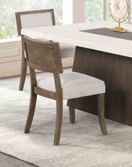 Contemporary Style 2pc Side Chair Upholstered Seat And Back Rest Dark Walnut And Light Gray Finish Dining Room