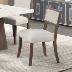 Contemporary Style 2pc Side Chair Upholstered Seat And Back Rest Dark Walnut And Light Gray Finish Dining Room