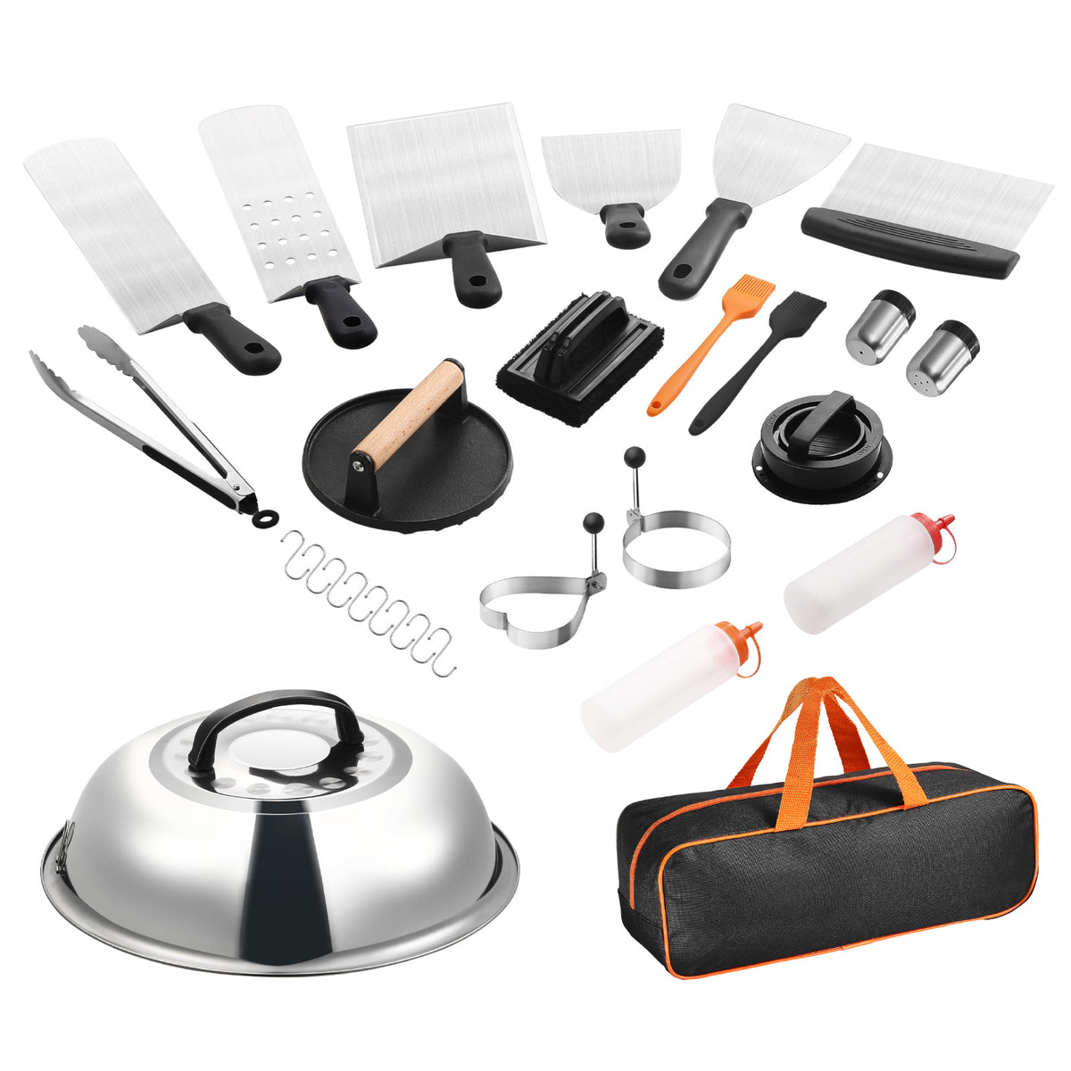 28PCS Griddle Accessories Kit Flat Top Grill Spatula BBQ Tools Stainless Steel
