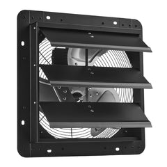 14 inch Shutter Exhaust Fan, Wall Mounted Attic Vent Fan with Variable Speed Controller, 1400 CFM, AC Motor, Heavy-duty Steel, Low Noise for Shed, Garage, Greenhouse Ventilation Cooling, Black