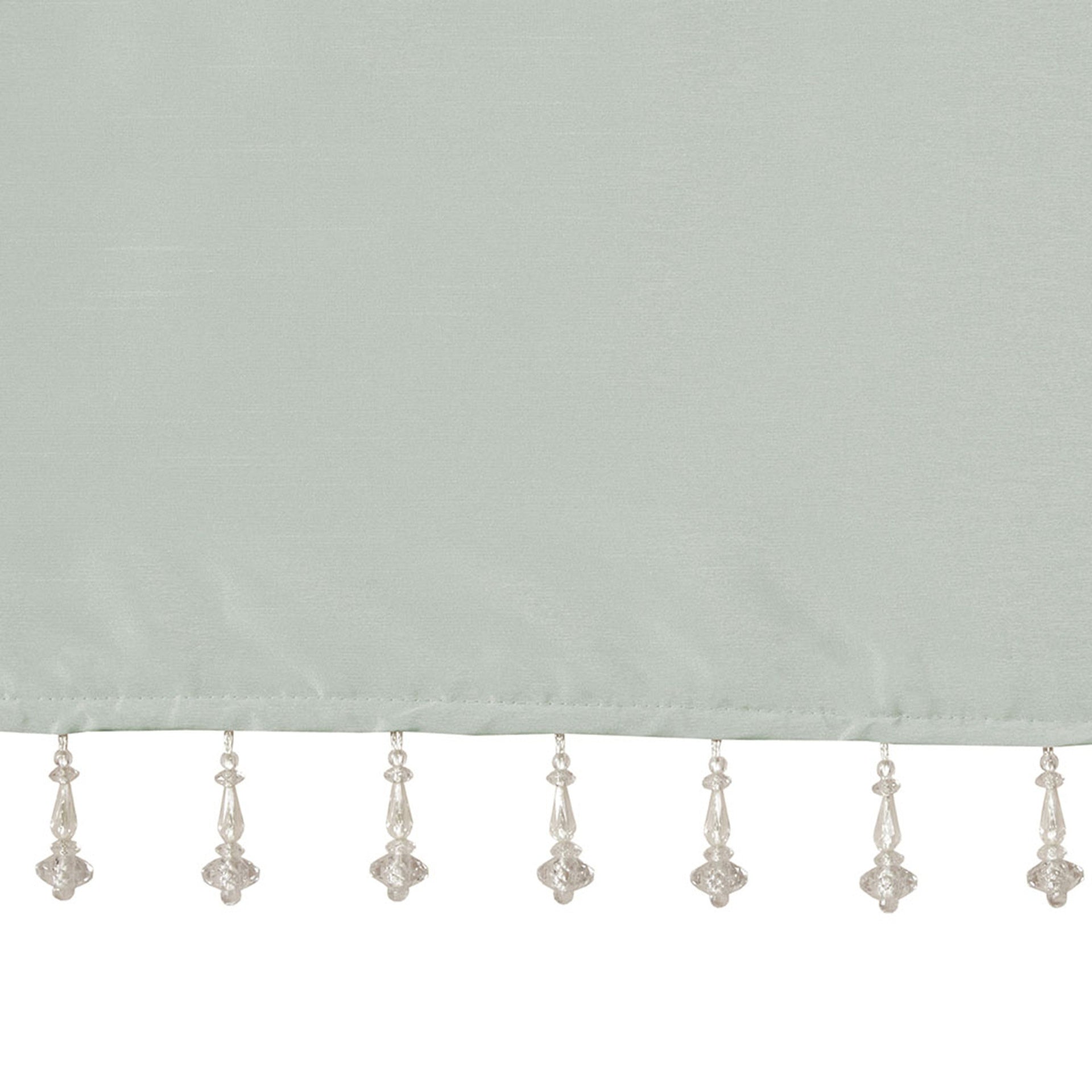 Lightweight Faux Silk Valance With Beads Dusty Aqua 50x26"